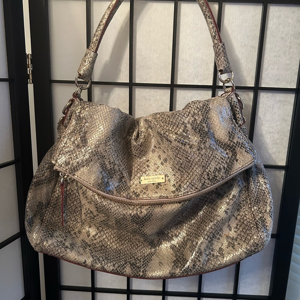 Kate Spade “Cobble Hill” Leather Snakeskin Patterned Bag w/crossbody strap